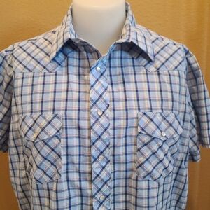 Vintage Wrangler (Blue Tag) Blue Plaid Men's Western Shirt